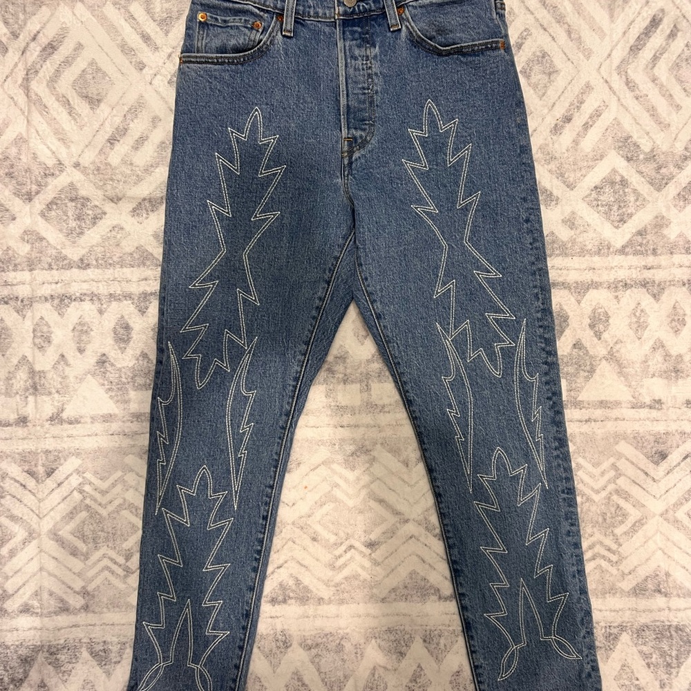 Levi's Blue Denim Jeans with White Stitching